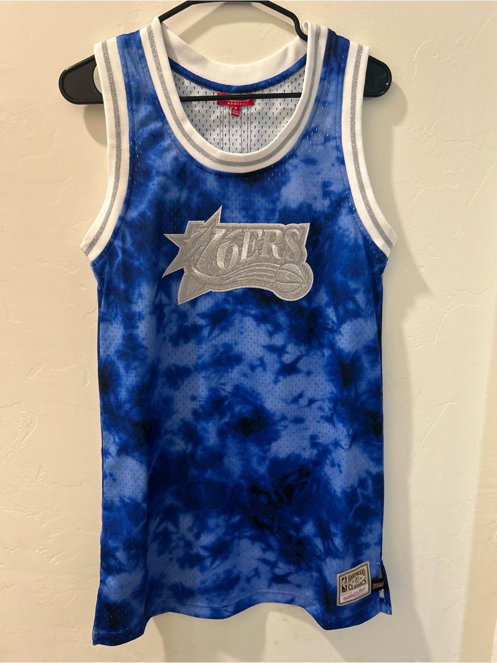 Philadelphia 76ers women’s size small   Blue Tie-Dye Basketball Jersey dress NWT